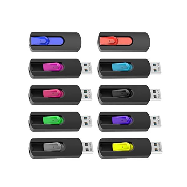 10 Pack 128MB USB Flash Drives USB 2.0 Flash Drive Slide Retractable USB Memory Stick 128MB, Multi-Color Pack