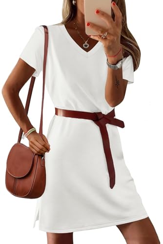 Image of RUMIA Summer Dresses for Women 2026 V-Neck Casual Sundresses T-Shirt Dress