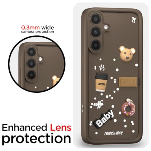 Image of Bintage Cute Fun Taddy Cartoon 3D Ball Bear Milk Donut Coffee Cup Silicon Case Full Body & Camera Protection Back Cover Compatible for Samsung Galaxy A26 5G - Brown
