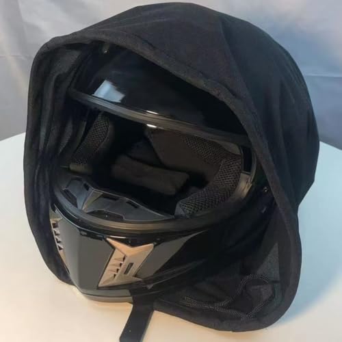 Motorradhelm-Aufbewahrung, Staubschutz mit Kordelzug-Verschluss, entworfen, um Helmkratzer zu verhindern und sichere Helmaufbewahrung für mehrere Helmtypen (Schwarz)