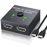  HDMI Switcher, eSynic 4K Conmutador Bidireccional HDMI Divisor HDMI 1 Entrada 2 o 2 Entradas 1, el Conmutador HDMI Manual Admite HD 4K/3D 1080P para HDTV Reproductor de Blu-Ray PS3/4 con un Cable HDMI