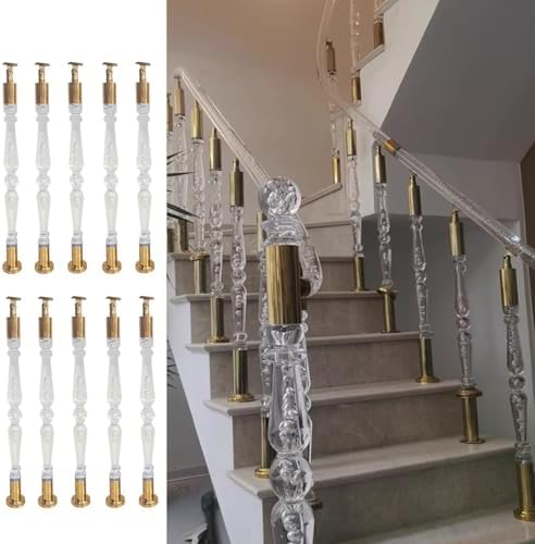 Modern Acrylic Stair Railing Spindles – Indoor Balusters with Decorative Column Kit & Hardware for Stylish, Safe Home Renovation