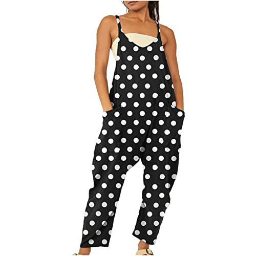 Vestido de lino sin mangas, con cuello en V, tirantes delgados, pantalones largos con dos bolsillos, pantalones de lino para mujer, 6-azul, M