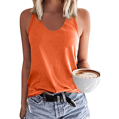 Woffccrd Womens Tank Tops Summer Sleeveless Shirts Casual O-Neck Cami Shirts Summer T Shirts Basic Tops