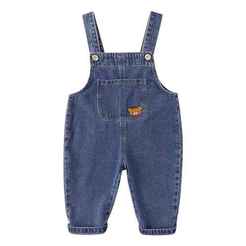 Salopette en jean bébé et enfant de 9 mois à 6 ans avec motif ours mignon