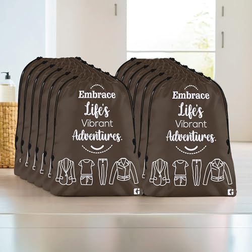 Image of Kuber Industries Pack of 12 Cloth Storage Bag | Non-Woven Storage Organizer | Travel Cloth Carrying Bag | Garments Cover for Laundry | Storage Organizer for Clothing | Medium | Brown