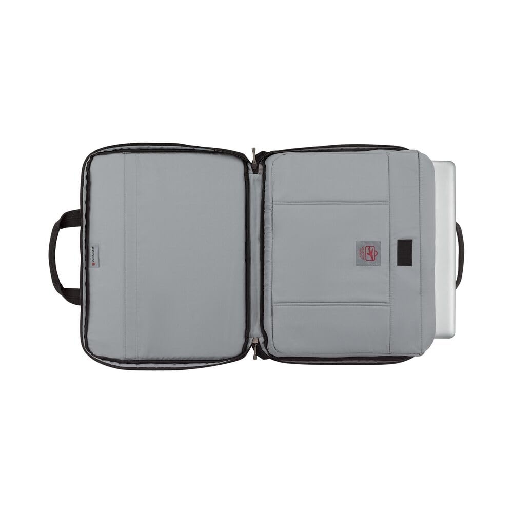 Wenger Legacy 17 Maletín para portátil con correa, portátil de hasta 17 pulgadas, maletín, organizador de artículos, 12 l, mujer hombre, oficina viajes negocios universidad, negro/gris, 600654