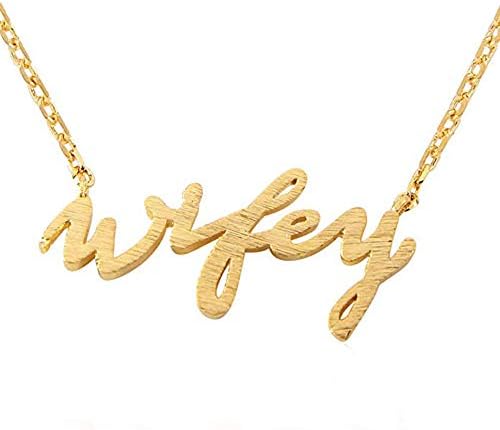 YINLIN Charm Wifey Pendant Necklace Gift for Your Wife or Mother Jewelry(gold wifey)