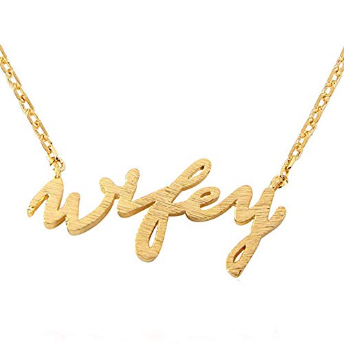 Yinlin Charm Wifey Pendant Necklace Gift For Your Wife Or Mother Jewelry(Gold Wifey) #TOP2