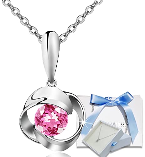 スワロフスキー ネックレスレディース シルバー 彼女 プレゼント ギフト 金属アレルギー対応 クリスマス ピンク