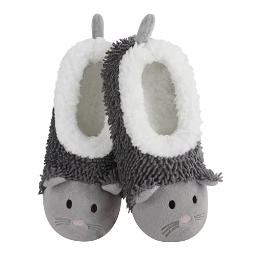 Image of Snoozies Whimsical Animal Slipper Socks for Women, Washable Mouse Slippers, Christmas Gifts for Women 2025 (Grey, X-Large)