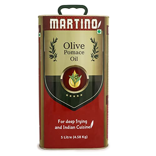 Image of Martino Olive Pomace Olive Oil 5L Tin, Roasting & Sauteing Rich Neutral Flavour, Everyday Indian Cooking & Deep Frying