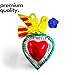 Mexican Milagros Charms - Tin Painted Sacred Heart Ornaments - Mexican Art (Set of 6) - Multicolor
