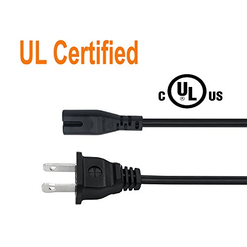 Powseed [Ul Listed] 6Ft 2-Prong Ac Wall Power Cable 2 Slot Cord For Hp Dell Samsung Sony Asus Acer Toshiba Laptop Charger Led Lcd Monitor Tv Epson Lexmark Printer Ps2 Ps3 Slim Ps4 Dvd Players #TOP2