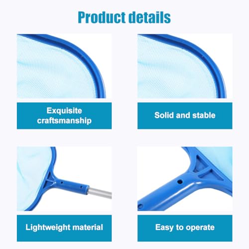 Miniatura 2 de Recogehojas Para Piscinas Profesional 158cm Pool Skimmer Rake Net Con 5 Secciones Varilla Telescópica Ajustable Red De Piscina Piscina Net Leaf Skimmer Para Limpieza Piscinas Bañeras Fuente Pecera