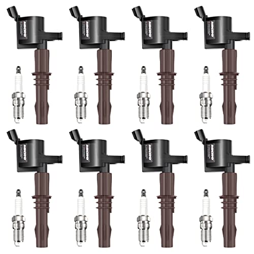 Micro Set of 8 Ignition Coils Pack DG521 and Iridoplatinum Spark Plugs SP-509 Compatible with F150 F250 F350 Expedition Trac Mustang Lincoln Mark LT Navigator Mercury V8 4.6L 5.4L 6.8L Replaces IC697 by Micro - Used condition - US$61.48