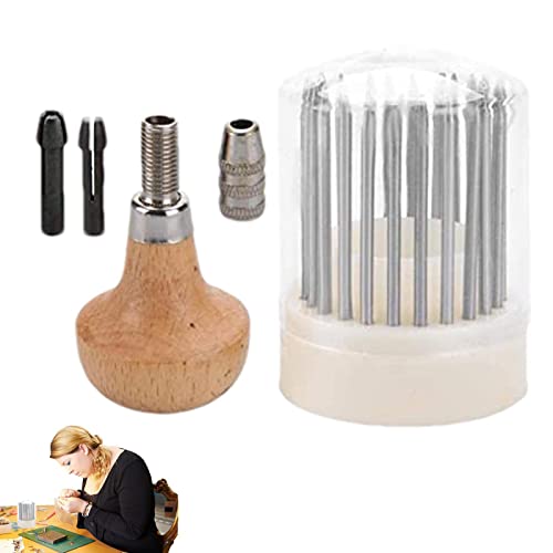 Herramienta para buril para Joyas – Herramienta para Cereales de 23 Piezas con Mango de Madera – Kit de Herramientas para Cuentas con engaste de Piedras, Kit para la creación de Joyas