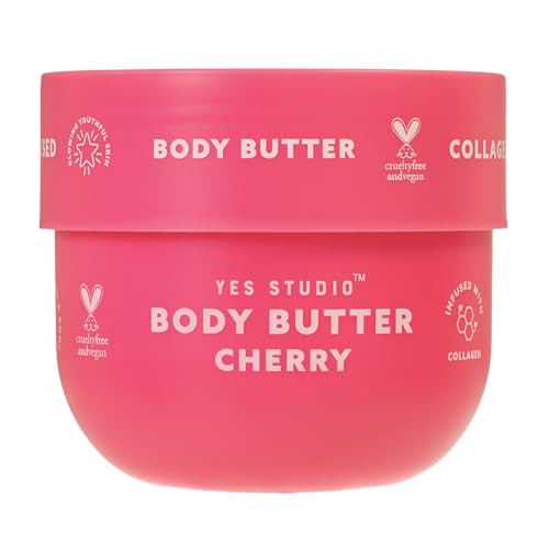 Yes Studio Beurre corporel, hydratant riche et crémeux pour une peau douce et lisse, formule nourrissante au collagène et au beurre de karité, parfum cerise 400 g
