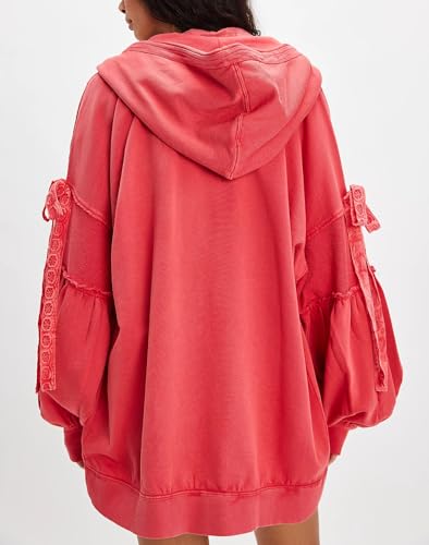 Womens Open Front Oversized Sweatshirt Loose Fit Teen Girls Preppy Long Sleeve Y2k Going Out Coat With Pockets3