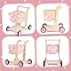 Asweets 2-in-1 Lauflernwagen Holz, Puppenwagen zum Schieben und Ziehen, Baby Walker, Kleinkindspielzeug, Geschenk für Kleinekinder ab 12 Monate+ (Pink)