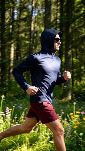 Image of 5 Pack Men's UPF 50+ Sun Protection Hoodie Shirts Long Sleeve Shirts Quick Dry Lightweight for Running Workout Hiking Fishing