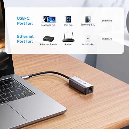 Usb C To Ethernet Adapter, Ablewe Type-C To Rj45 Gigabit Ethernet Adapter, Thunderbolt 3 To Rj45 Lan Network Adapter Compatible For Macbook Pro 2020/2019/2018/2017, Macbook Air, Dell Xps, Galaxy S20 #TOP5