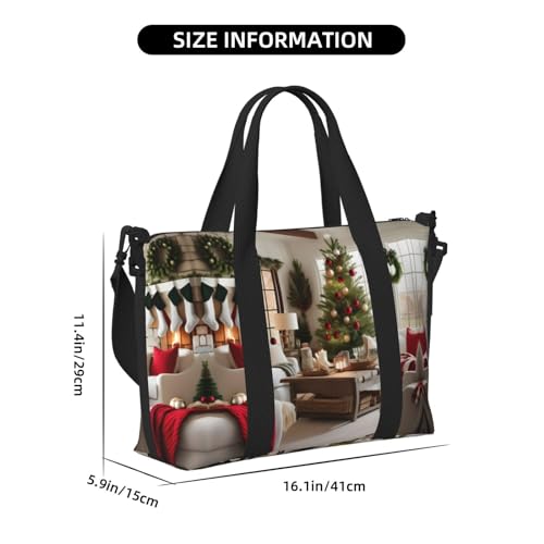 Travel Duffle Bag Weekender Bag Carry On Tote Bag Sport Gym Bag for Women Men Farmhouse Christmas Print4