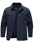 TOMEEK Men's Jackets Summer Jackets for Men Bomber Jacket Water Repellent Casual Military Cargo Jacket with Multi Pockets Spring Fall Outwear(Navy,L)