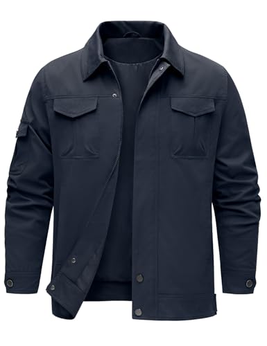 TOMEEK Veste Homme Mi Saison Blouson Homme printemps Été Décontracté Veste Cargo Imperméable Léger Blouson Aviateur et Multipoches Col Rabattu Zippe...