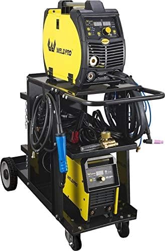 Miniatura 9 de Weldpro - Carro de soldadura para soldador MIG, soldador TIG y cortador de plasma, carrito de soldador resistente de 3 niveles con capacidad de peso