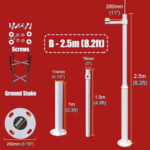 Support de montage pour caméra de surveillance extérieure stable de 2,5 m