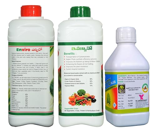 YK LABORATORIES Enviro Immuno & Cyto Plus Chilli/Papaya Farming Special For Virus Control, Natural Growth Promoter & Flower Booster - 2.5 L Pack, Spray