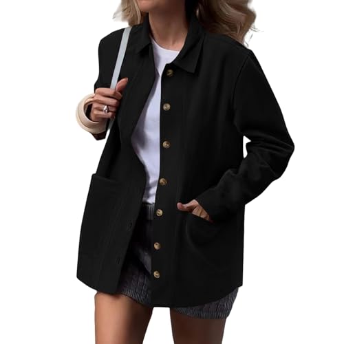 Faux Suede Jacket Women Fall Fashion 2025 Leather Jacket Long Sleeve Shacket Button Down Trendy Winter Clothes Outerwear3