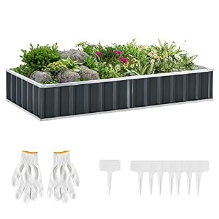 Outsunny carré potager métal gris 174 x 90 x 30 cm