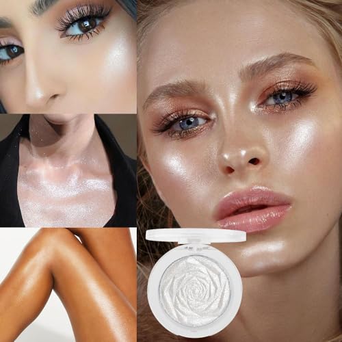 Evpct Pearl White Silver Face Highlighter Makeup, White Shimmer Glitter Diamond Sparkly Highlighters Makeup Eyeshadow Palette Powder For Face Body Cheek Skin, Inner Corner Eye Highlighter Makeup 01 thumb #1
