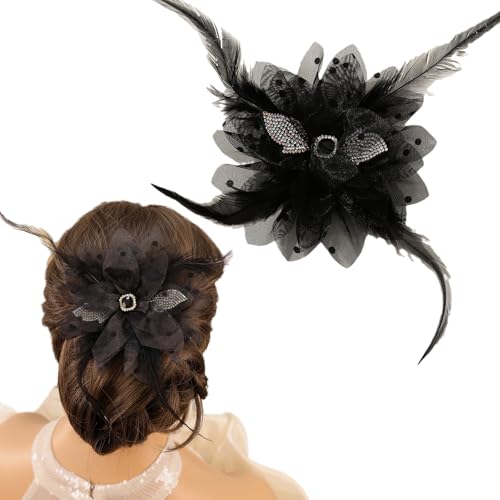 Pinzas para el pelo vintage hechas a mano con perlas y plumas para novias