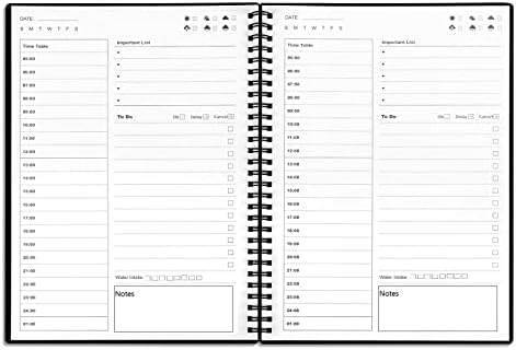 Undated Daily Planner, To Do List Notebook, Hourly Planner, Time Management Manual and Planner, Personal Organizers, 5.2"x7.5", 75 Sheets/150 Pages