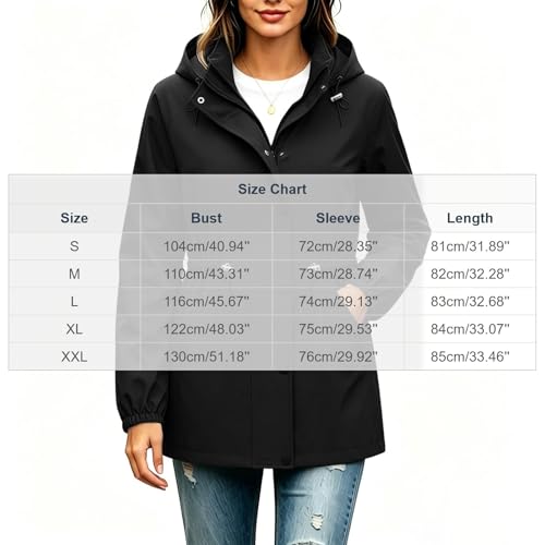 Chaqueta impermeable de mujer con capucha cortavientos casual color sólido 3