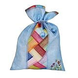 Seoulful Vintage Large Korean Saekdong Pouch - Traditional Drawstring Bokjumeoni Bag New Year & Chuseok Gifts (Blue)