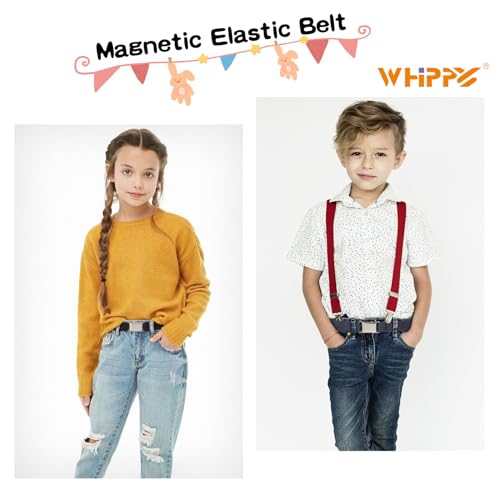 WHIPPY 3 Pack Kids Adjustable Magnetic Belt with Easy Magnetic Buckle for Boys Girls4