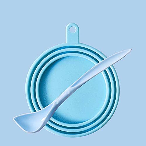 Pet Food Can Cover Universal Silicone Cat Dog Food Can Lids 3 In 1 Pet Food Storage Tin Cap Lid Seal Cover With Spoon Pet Supplies(Blue) #TOP6