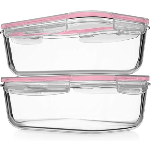 Image of Razab 4 PC 1860ml / 63 Oz / 8 Cups Large Glass Food Storage Containers with Lids - Glass Meal Prep Containers for Roasting & Storing Leftover, Lunch Container with Lids, Microwave & Oven Safe