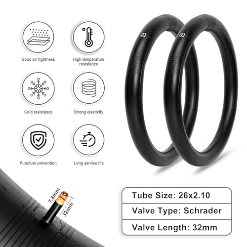 Mountain Bike Tires & Tubes Set: 26×2.1 Inch