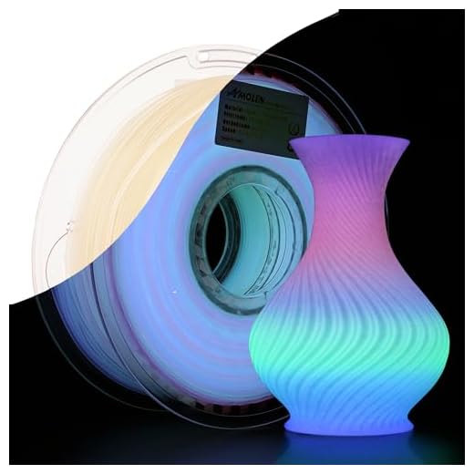 AMOLEN 3D Printer Filament Glow in The Dark Multicolor Rainbow PLA Filament, Gradient 3D Printing Filament Color Change in 10 Meters, 1kg(2.2lbs) Spool