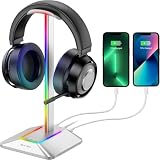 New Bee Z8 RGB Kopfhörerständer mit USB-C & USB, Silber
