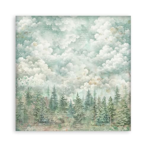 Stamperia - Scrapbook Paper Pad for Scrapbooks, Albums, Cards, Bullet Journals and More, Acid Free, Double-Sided, Perfect for Craft and Gifting (Herbarium Silvae Background Selection) (20.3 x 20.3cm)