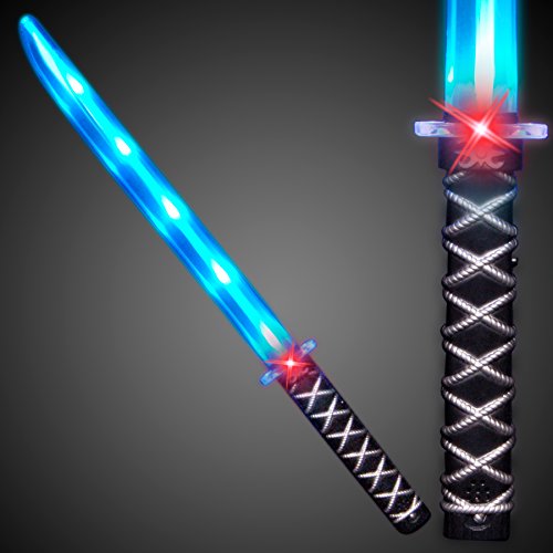 Deluxe Ninja LED Light up Toy Sword with Motion Activated Clanging Sounds (2-Pack)