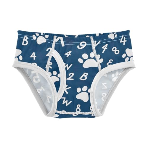 CHIFIGNO Boys' Cotton Briefs Printed Underwear Breathable Briefs Underwear for Toddler Boys, Cute Paws Numbers Letters Navy