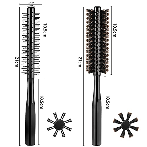 Geiserailie 2 Pieces Thick Round Hair Comb Bristle Round Hair Brush Blow Drying Hairbrush Small Brush Short Hair Massage Comb Head Massage Round Brush Roll Hairbrush For Wet Or Dry Hair (Black) #TOP1
