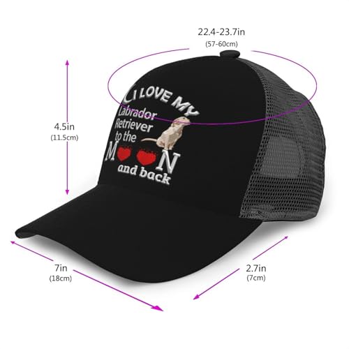 I Love Labrador Retriever Dog Mesh Baseball Cap - Classic Adjustable Peak Cap, Trucker Hat for Men & Women3